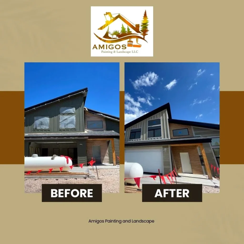 Before and after comparison of a full exterior repaint