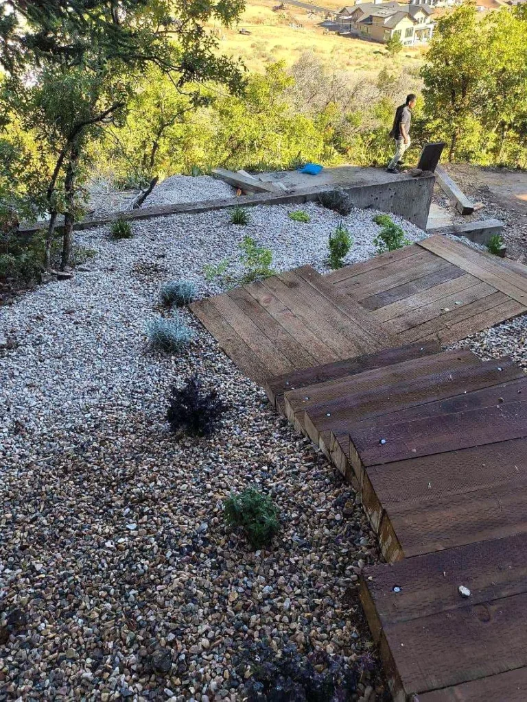 Hardscape steps and stonework installed in Midway
