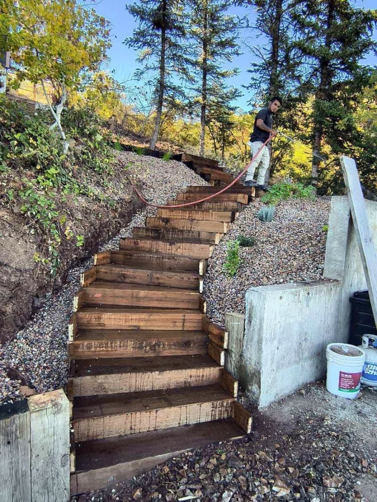 Retaining wall construction on a sloped Park City lot