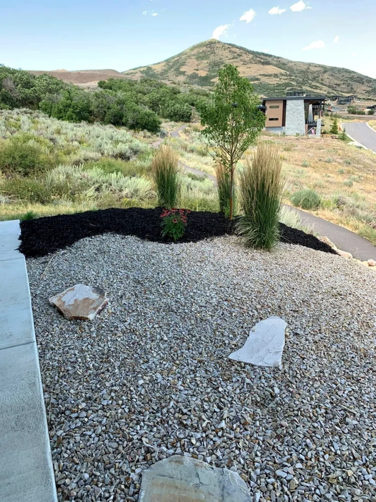 Completed landscaping project at a Heber City home
