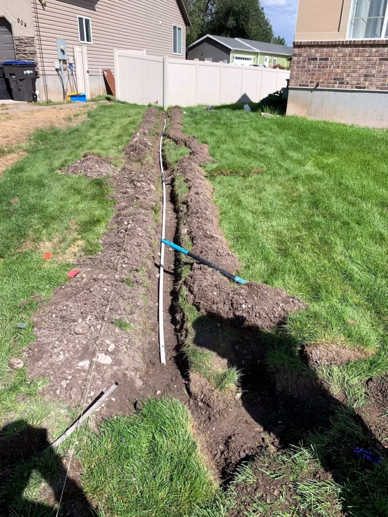 Landscape installation with new planting beds and lawn in Midway, Utah