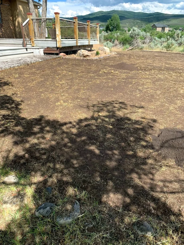 Landscape installation with new planting beds and lawn in Midway, Utah