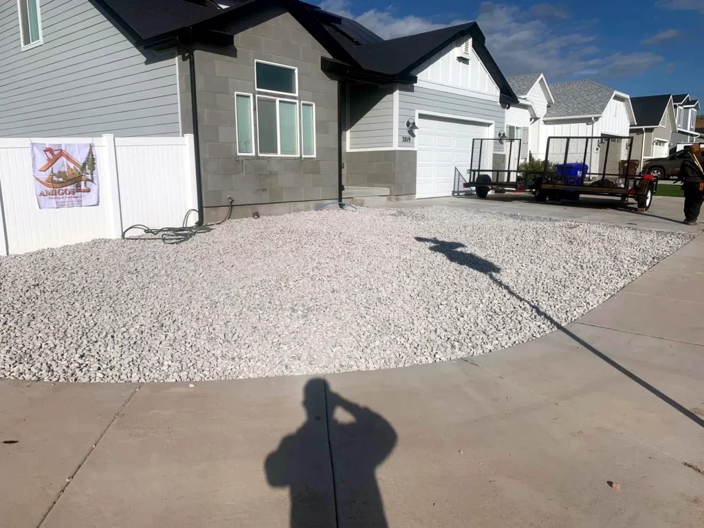 Large-format paver installation on a residential Heber City property